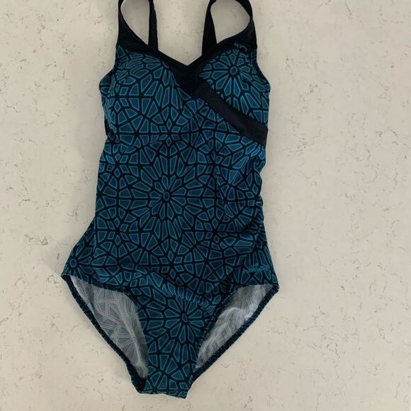 Decathlon New w Tags Blue black Swimsuit Size S - Picture 1 of 7